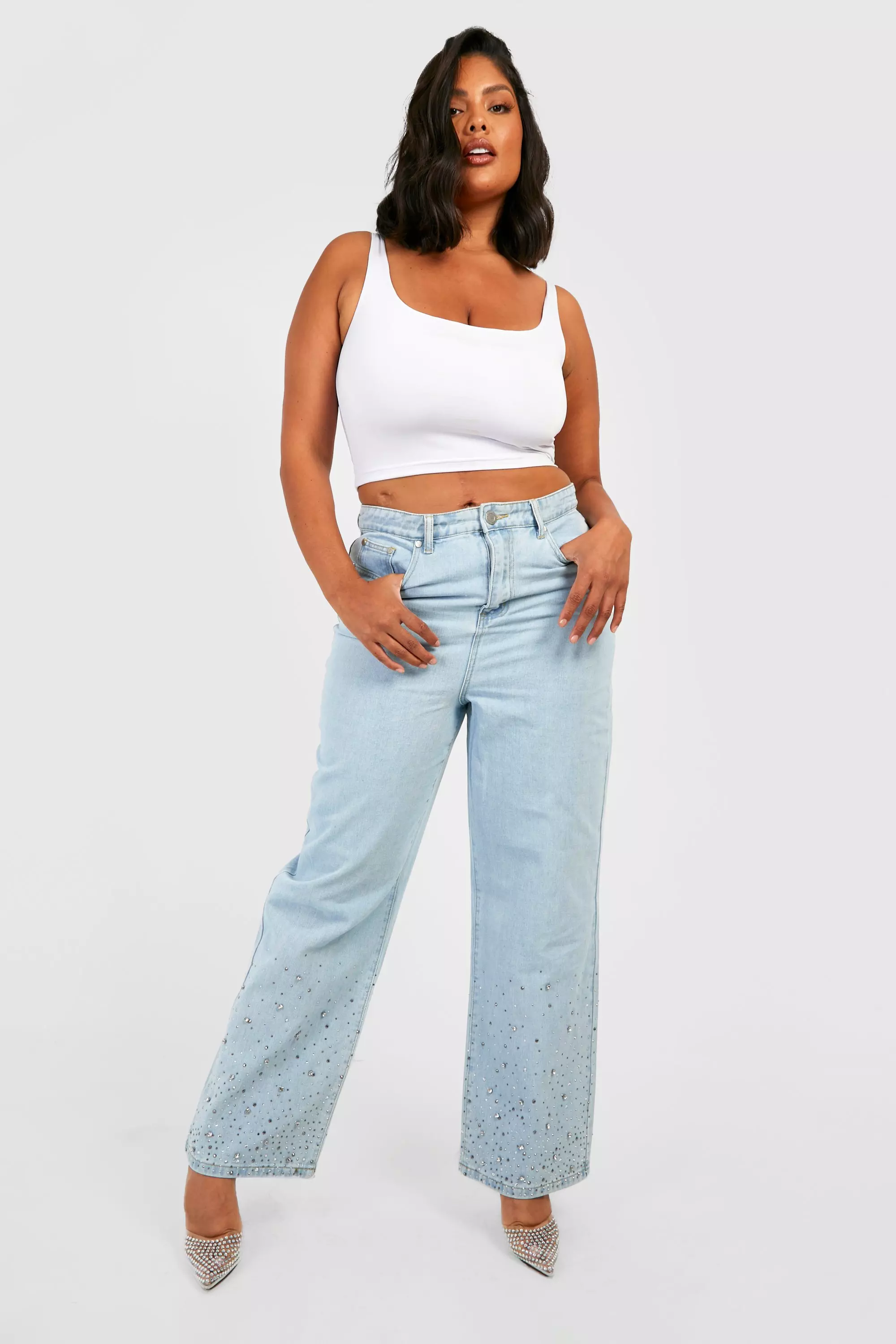 Jeans with best sale embellished hem